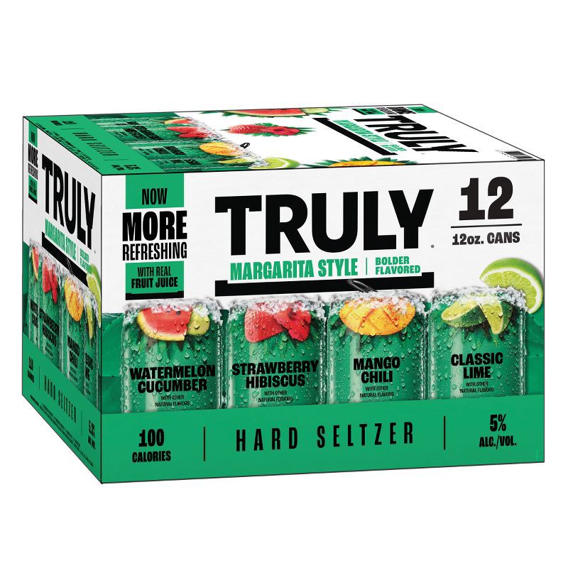 slide 6 of 10, Truly Spiked & Sparkling Truly Hard Seltzer Margarita Style Mix Pack - 12pk/12 fl oz Cans, 12 ct; 12 fl oz