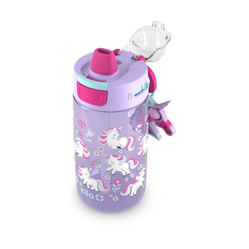 slide 2 of 4, Ello 14oz Plastic Colby Pop! Water Bottle Fidget Accessory Unicorn: BPA-Free, Flip-Top Lid, Kids Portable Drinkware, 14 oz