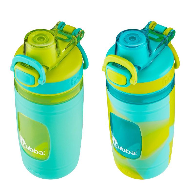 Bubba Flo 16oz 2pk Plastic Kids Tie-Dye Water Bottle with Silicone Sleeve  Teal/Green