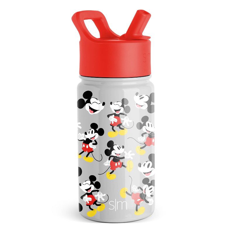 slide 1 of 4, Simple Modern Disney Mickey Mouse 14oz Stainless Steel Summit Kids Water Bottle with Straw: Toddler Portable Drinkware, Dishwasher-Safe, 14 oz