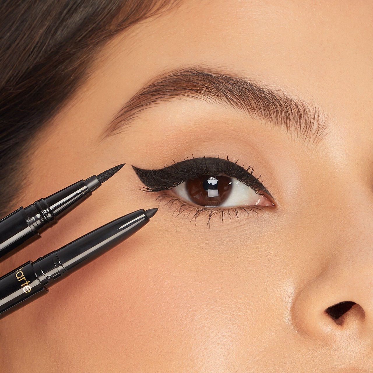 slide 2 of 6, tarte Double Take Eyeliner Black, pencil 0.004 oz x liquid 0.017 oz/ pencil 0.11 gram x liquid 0.50 ml