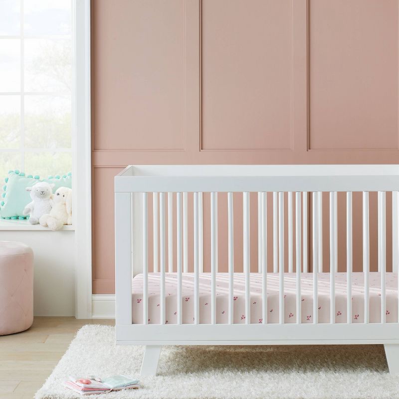 slide 2 of 4, Fitted Crib Sheet Small Floral - Pink - Cloud Island™, 1 ct
