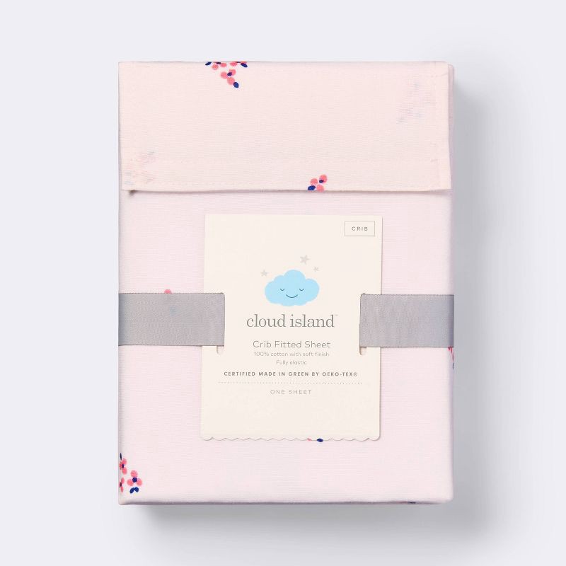 slide 4 of 4, Fitted Crib Sheet Small Floral - Pink - Cloud Island™, 1 ct