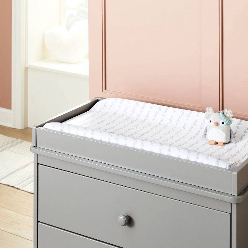 slide 2 of 3, Plush Changing Pad Cover I Love You Script - Gray/White - Cloud Island™, 1 ct