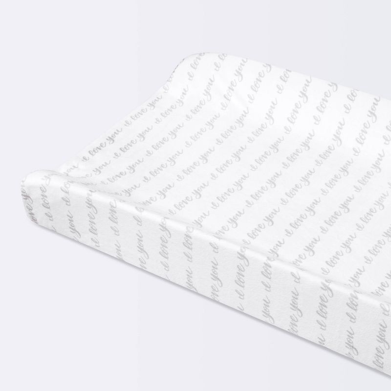 slide 1 of 3, Plush Changing Pad Cover I Love You Script - Gray/White - Cloud Island™, 1 ct