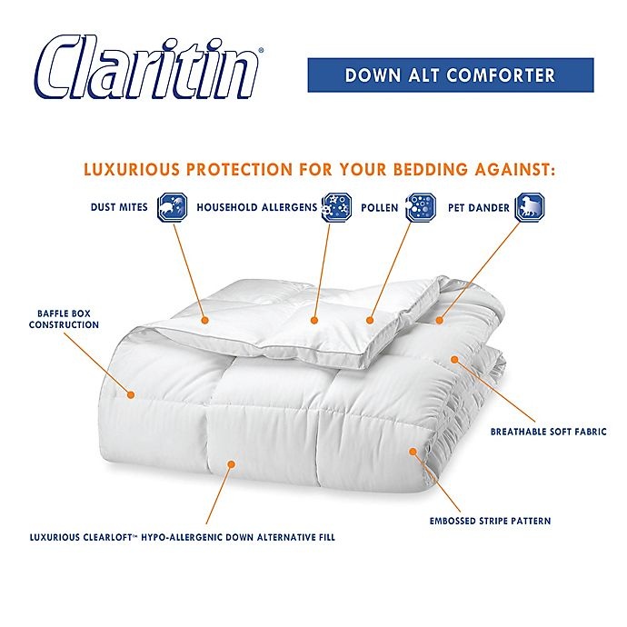 slide 2 of 2, Claritin Ultimate Allergen Embossed Stripe Full/Queen Comforter, 1 ct