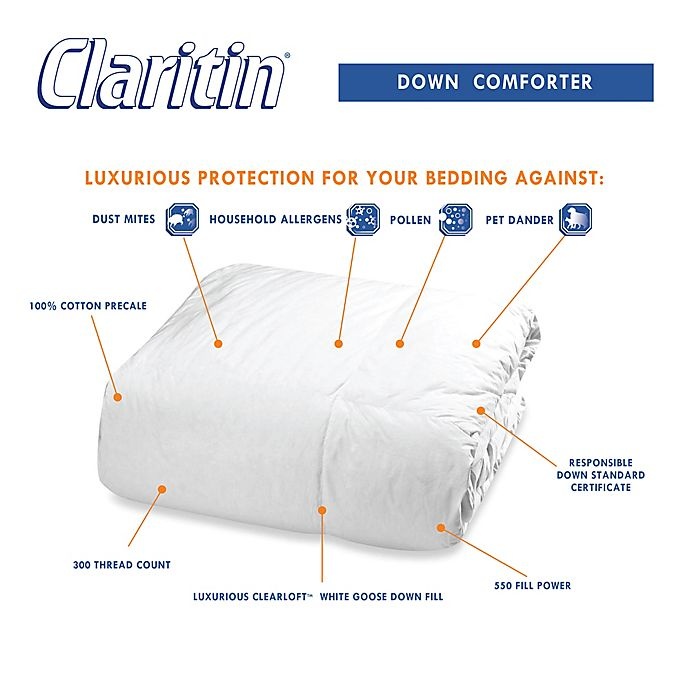 slide 2 of 2, Claritin Ultimate Allergen Barrier ClearLoft Goose Down Twin Comforter - White, 1 ct