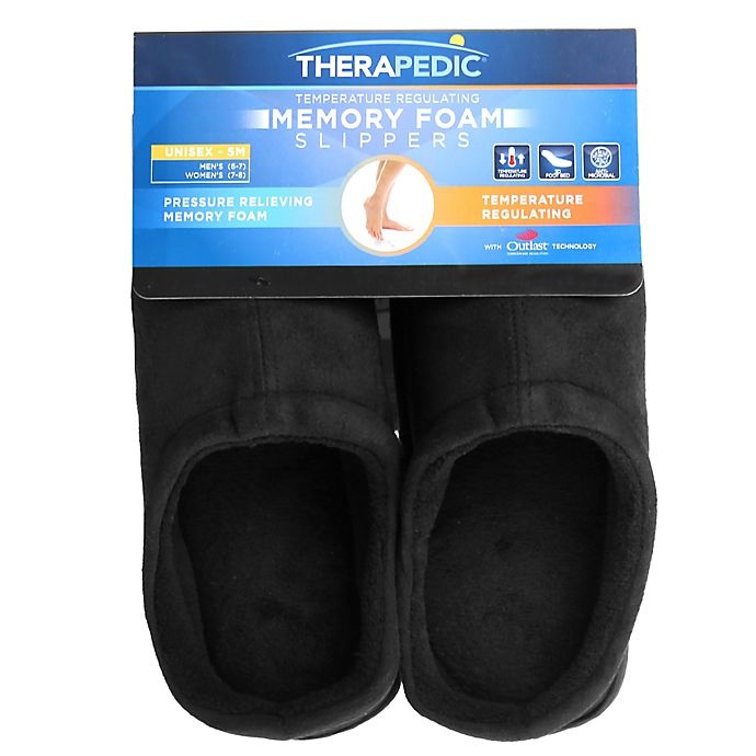 slide 2 of 2, Therapedic Size Large Unisex Classic Outlast Technology Slippers - Black, 1 ct