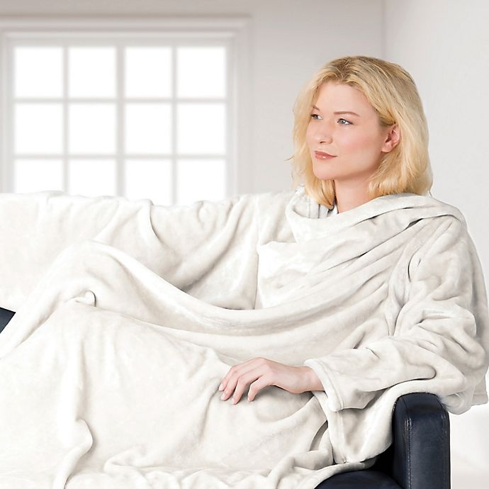 slide 2 of 4, Brookstone NAP Wearable Throw Blanket - Ivory, 1 ct