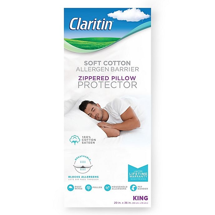 slide 2 of 2, Claritin Cotton Standard/Queen Pillow Protector, 1 ct