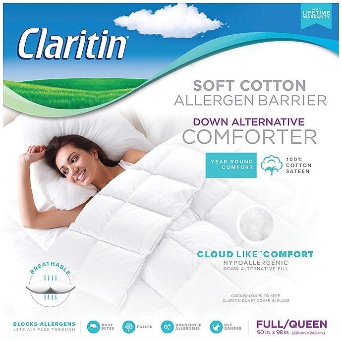 slide 2 of 2, Claritin Cotton Down Alternative Full/Queen Comforter In White, 1 ct