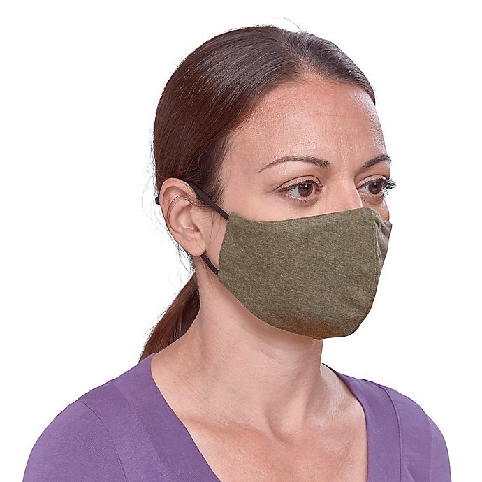 slide 6 of 6, London Luxury Adult Fabric Face Masks - Heather/Olive, 2 ct