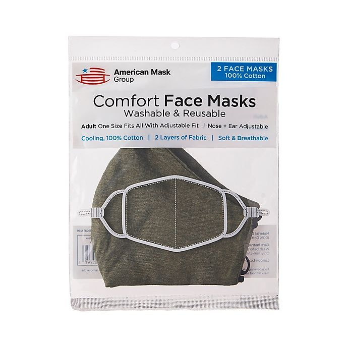 slide 4 of 6, London Luxury Adult Fabric Face Masks - Heather/Olive, 2 ct