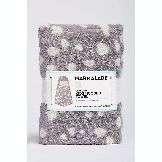 slide 2 of 3, Marmalade Kids Hooded Bath Towel Gray Dots, 1 ct