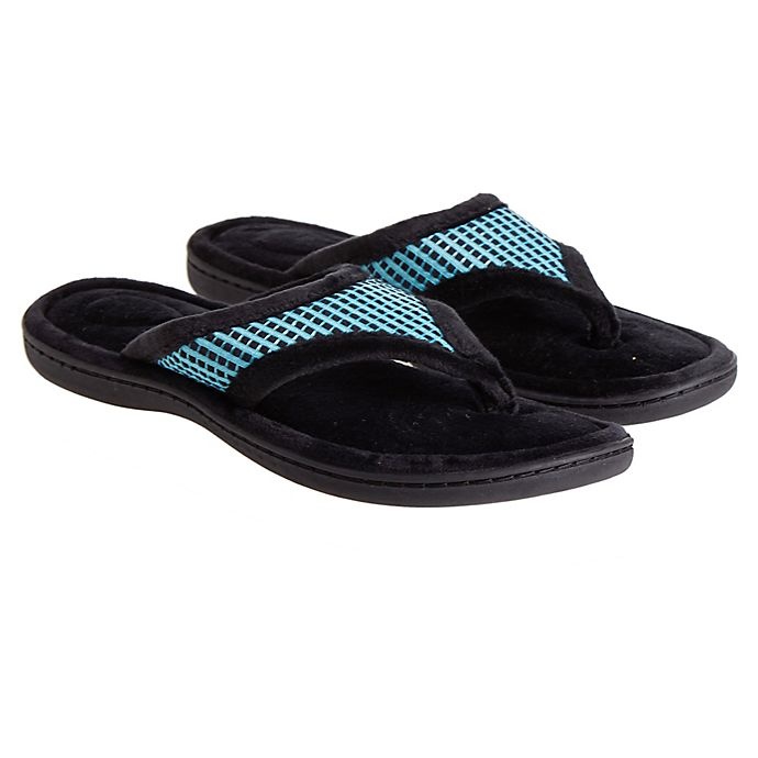 slide 3 of 3, Brookstone Medium Thong Slippers - Aqua, 1 ct