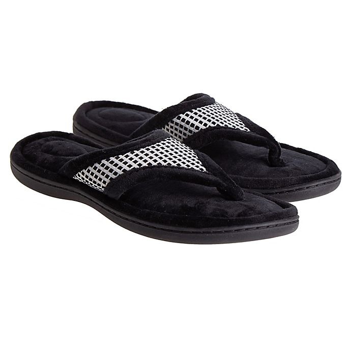 slide 2 of 3, Brookstone Medium Thong Slippers - Grey, 1 ct