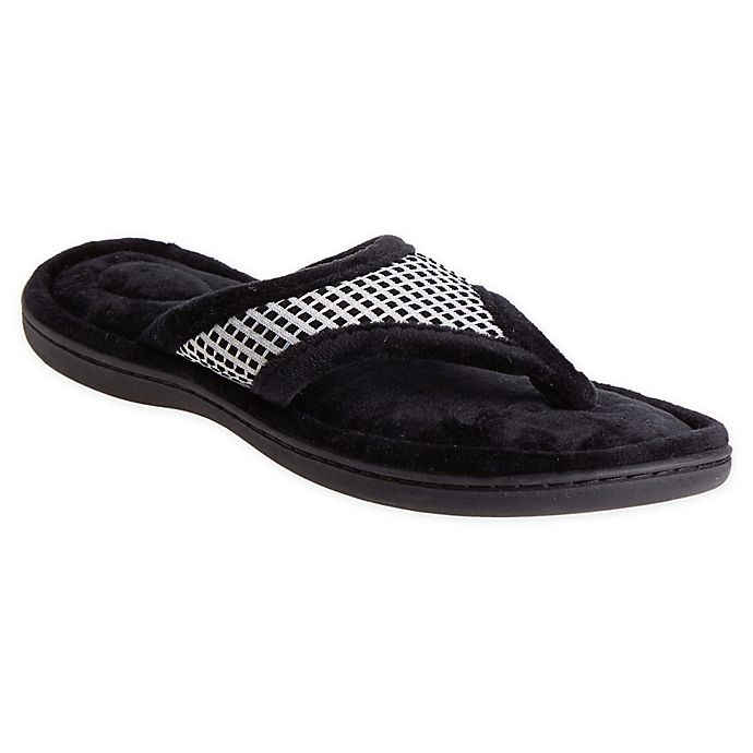 slide 3 of 3, Brookstone Medium Thong Slippers - Grey, 1 ct