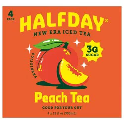 Halfday Peach Iced Tea, 12oz Cans, 4pk