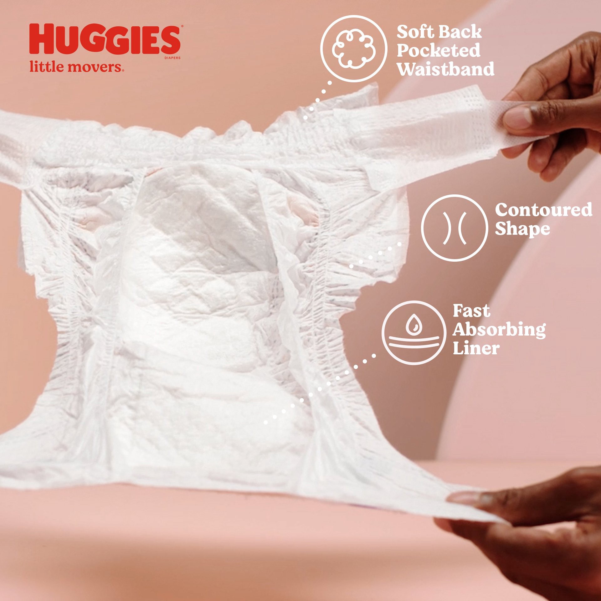 slide 3 of 5, Huggies Little Movers Baby Diapers, Size 3 (16-28 lbs), 25 Ct, 25 ct