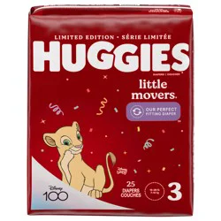 Huggies Little Movers Baby Diapers, Size 3, 25 Ct