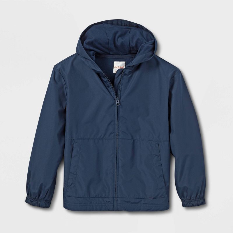slide 1 of 4, Kids' Windbreaker Uniform Jacket - Cat & Jack™ Navy XXL: Hooded, Water-Resistant, Wind-Resistant, Kangaroo Pocket, 1 ct