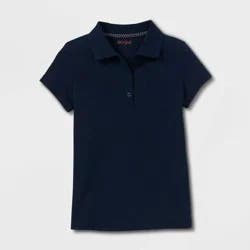 Girls' Short Sleeve Pique Uniform Polo Shirt - Cat & Jack™ Navy L