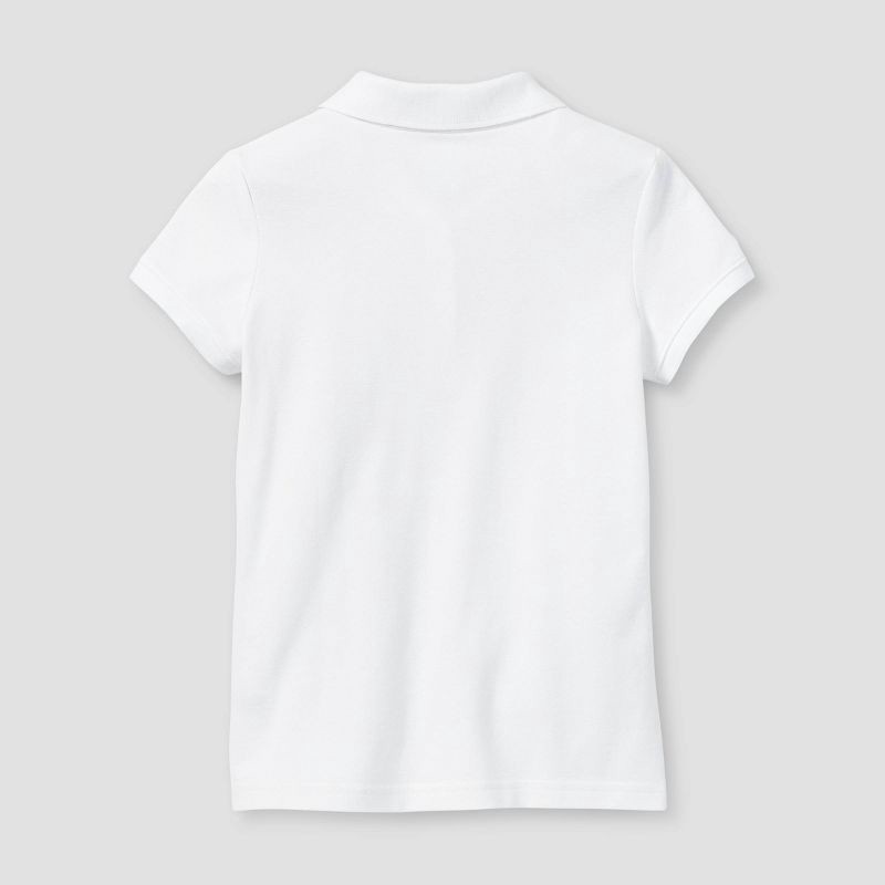 slide 2 of 3, Girls' Short Sleeve Pique Uniform Polo Shirt - Cat & Jack™ White L: School Apparel,, 1 ct