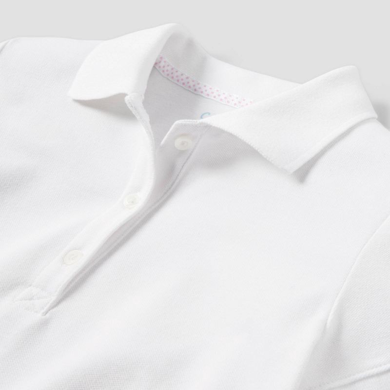 slide 3 of 3, Girls' Short Sleeve Pique Uniform Polo Shirt - Cat & Jack™ White L: School Apparel,, 1 ct