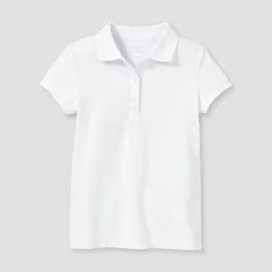 Girls' Short Sleeve Pique Uniform Polo Shirt - Cat & Jack™ White XL: Cotton Blend, School Apparel, Machine Washable