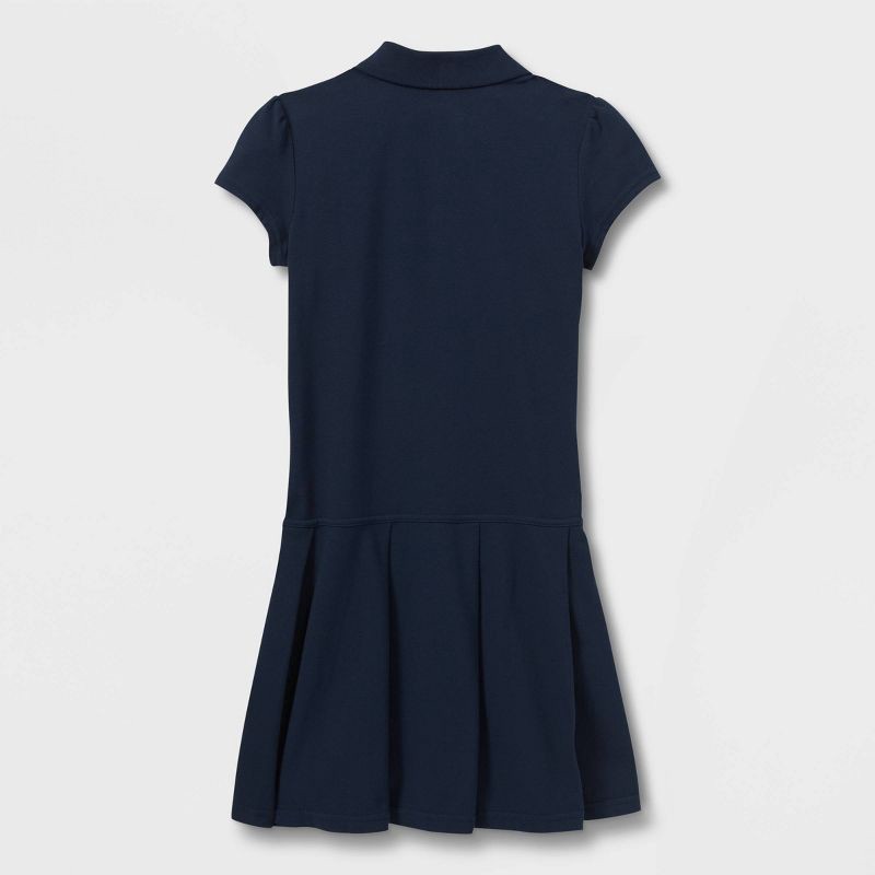slide 2 of 3, Girls' Pleated Uniform Tennis Dress - Cat & Jack™ Navy Blue XL: Polo Collar, Short Sleeve, Midweight, 1 ct