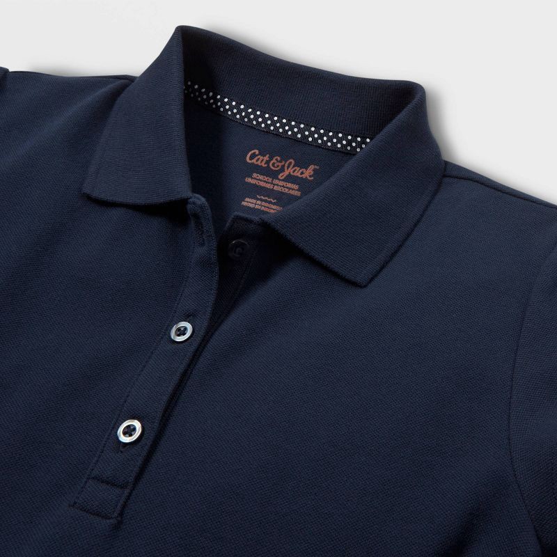 slide 3 of 3, Girls' Pleated Uniform Tennis Dress - Cat & Jack™ Navy Blue XL: Polo Collar, Short Sleeve, Midweight, 1 ct