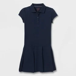 Girls' Pleated Uniform Tennis Dress - Cat & Jack™ Navy Blue XL: Polo Collar, Short Sleeve, Midweight