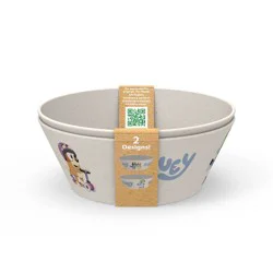 Zak Designs 'Bluey' 22oz 2pk Melamine and Bamboo Bowl Set: Kids Snack Bowls, Dishwasher-Safe, Off-White, Toddler Dining