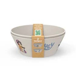 Zak Designs 'Bluey' 22oz 2pk Melamine and Bamboo Bowl Set: Kids Snack Bowls, Dishwasher-Safe, Off-White, Toddler Dining