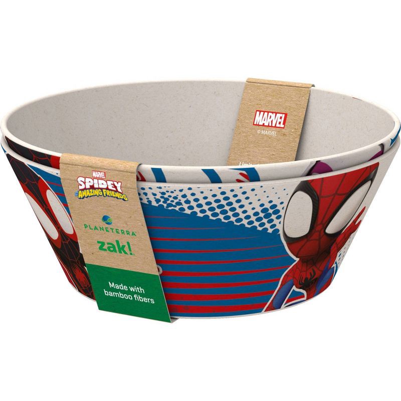 slide 5 of 7, Zak Designs 'spidey and His Amazing Friends' 22oz 2pk Melamine and Bamboo Bowl Set: Kids Snack Bowls, Dishwasher-Safe, 2 ct; 22 oz