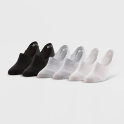Peds Women's Mesh Striped 6pk Sport Cut Liner Socks - White/Heather Gray/Black 5-10: No Show, Arch Support, Breathable Fabric