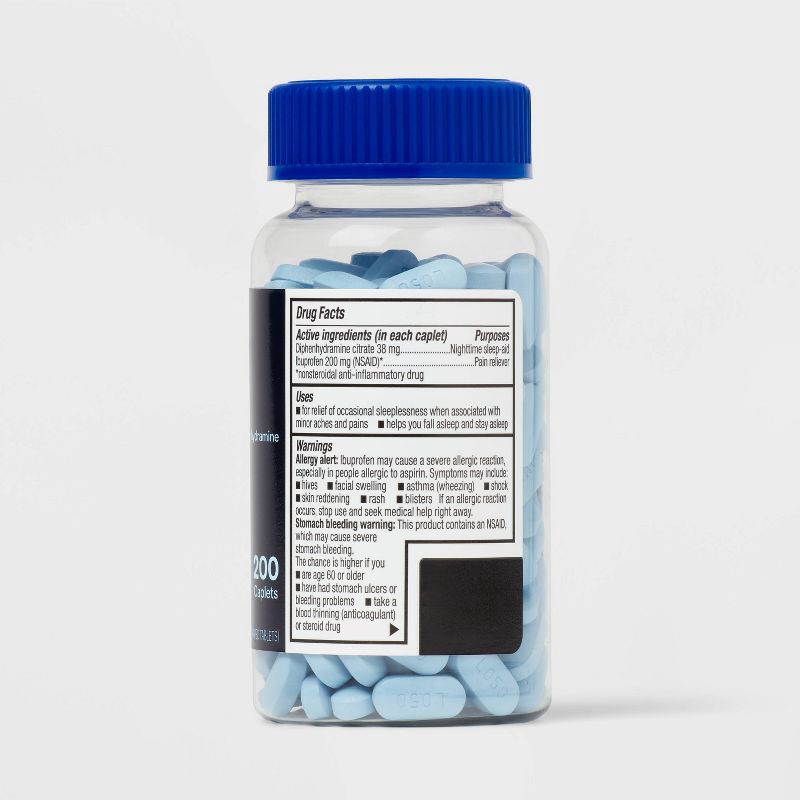 slide 3 of 4, Ibuprofen (NSAID) PM Extra Strength Pain Reliever/Nighttime Sleep-Aid Caplets - 200ct - up&up™, 200 ct