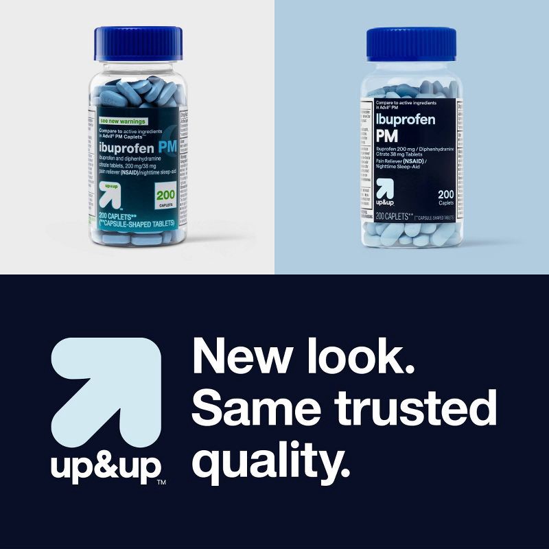 slide 4 of 4, Ibuprofen (NSAID) PM Extra Strength Pain Reliever/Nighttime Sleep-Aid Caplets - 200ct - up&up™, 200 ct