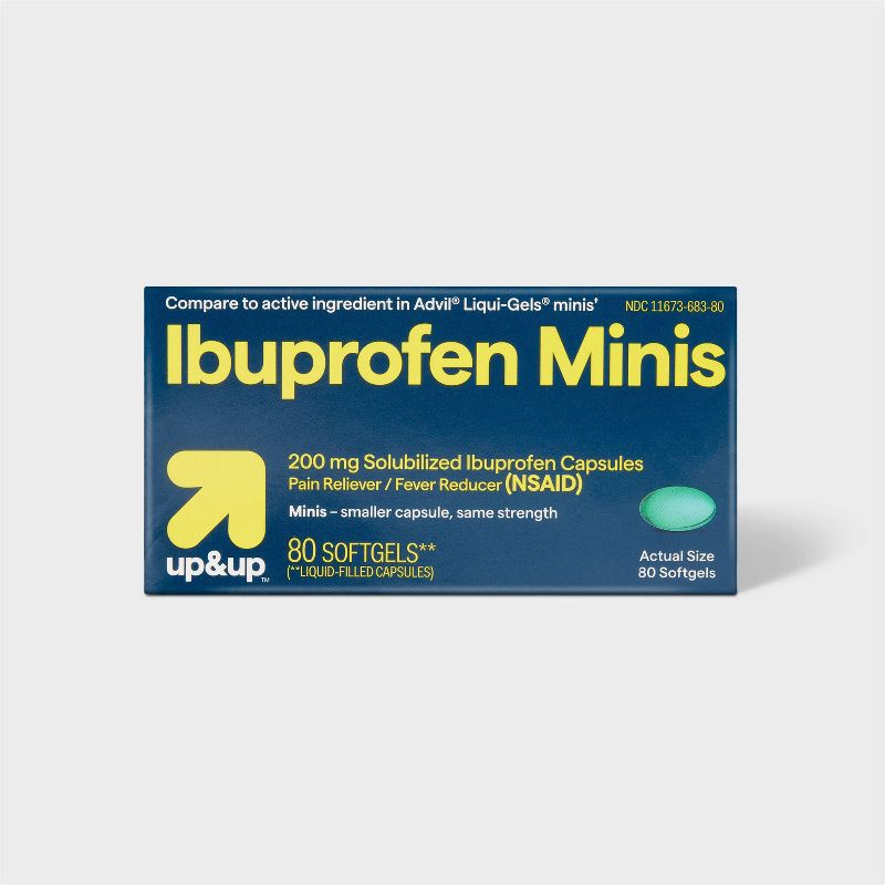 slide 1 of 6, Ibuprofen Mini Gelcaps (NSAID) - 80ct - up&up™, 80 ct