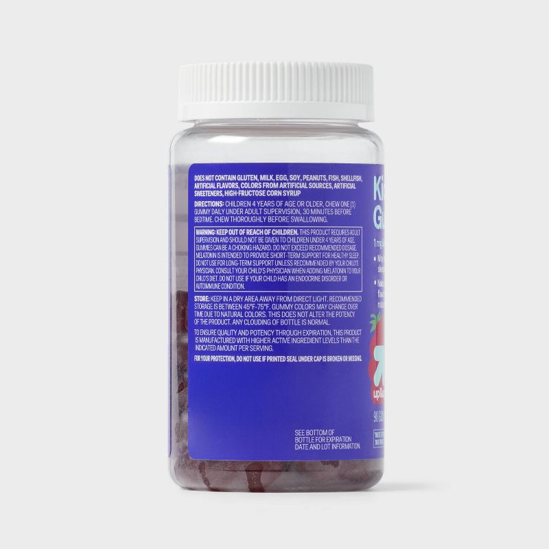 slide 4 of 4, Kids' Melatonin Sleep Aid Gummies - 90ct - up&up™, 90 ct