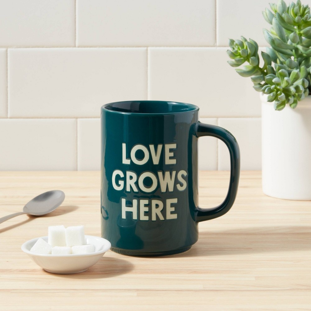 slide 2 of 3, 16oz Stoneware Love Grows Here Mug - Room Essentials, 16 oz