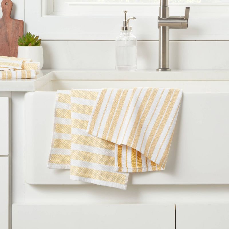 slide 2 of 3, 5pk Cotton Assorted Kitchen Towels Yellow - Threshold™, 1 ct