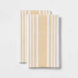 2pk Cotton Terry Dual Sided Kitchen Towels Yellow - Threshold™
