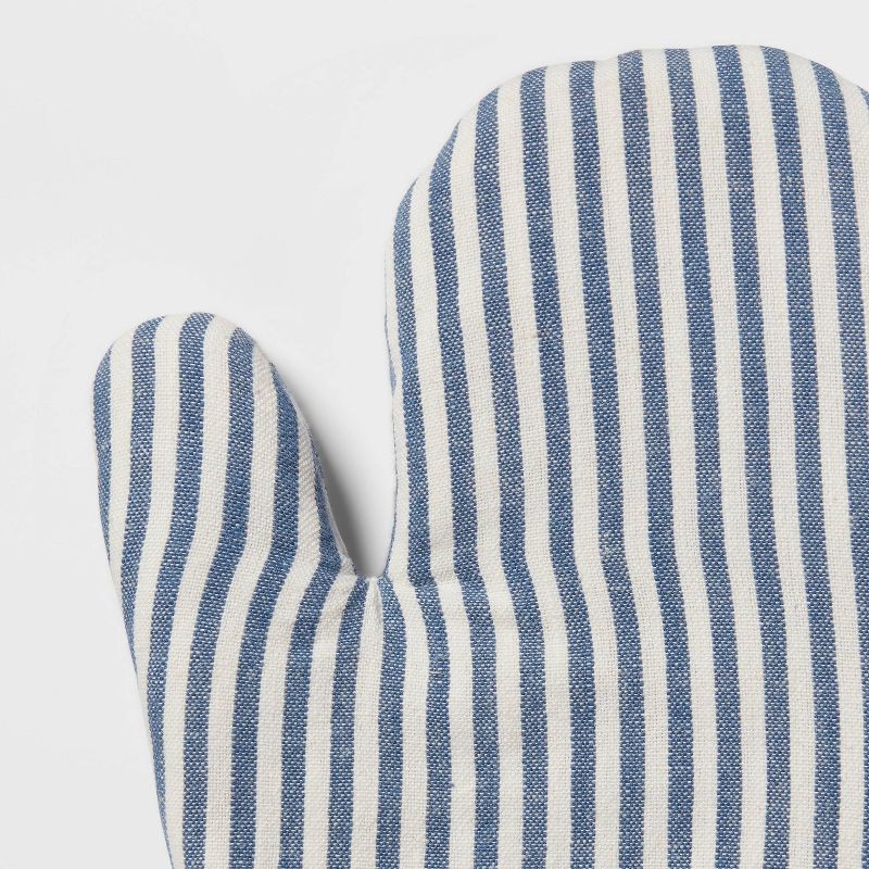slide 3 of 3, 2pc Cotton Striped Oven Mitt and Pot Holder Set Blue - Threshold™, 2 ct
