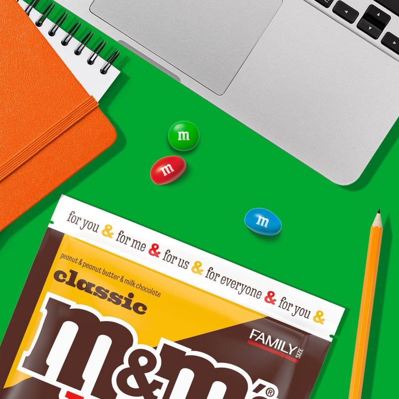 slide 7 of 9, M&M's Milk Chocolate, Peanut, And Peanut Butter Classic Chocolate Assortment Family Size Candy Mix Bag - 17.2oz, 17.2 oz