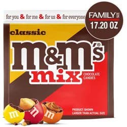 M&M's Milk Chocolate, Peanut, And Peanut Butter Classic Chocolate Assortment Family Size Candy Mix Bag - 17.2oz