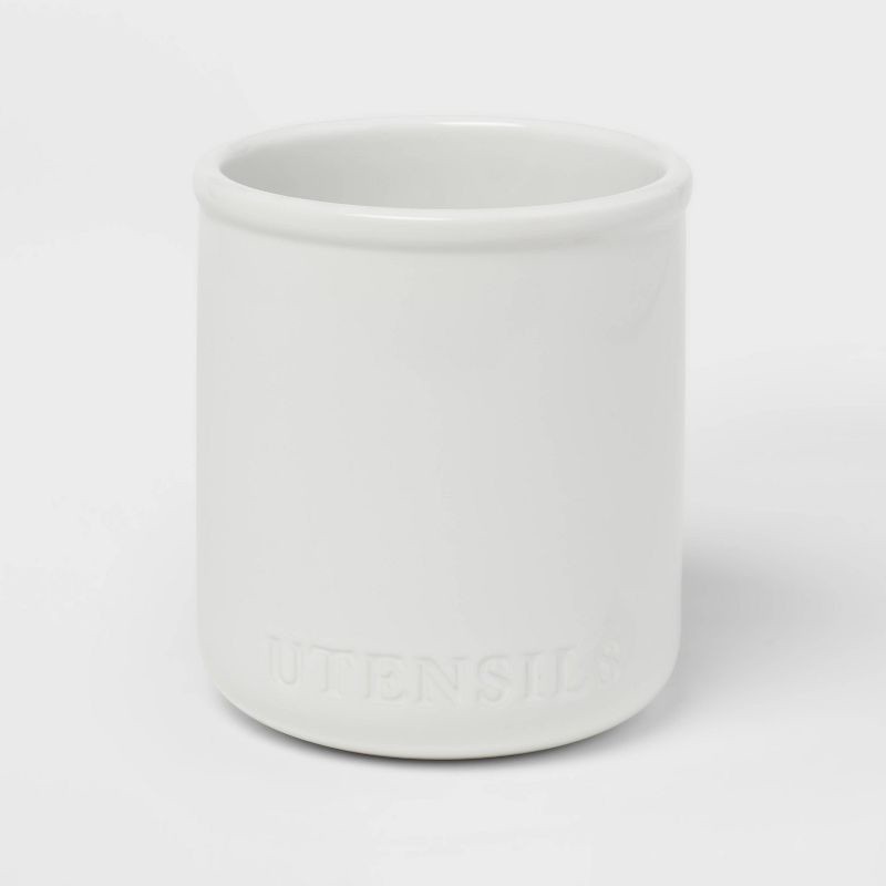 slide 1 of 3, Stoneware Hand Lettered Utensil Holder - Threshold™, 1 ct