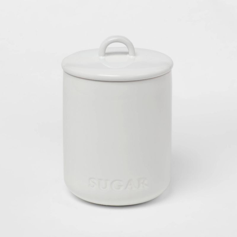 slide 1 of 3, 44oz Stoneware Hand Lettered Sugar Canister - Threshold™, 44 oz