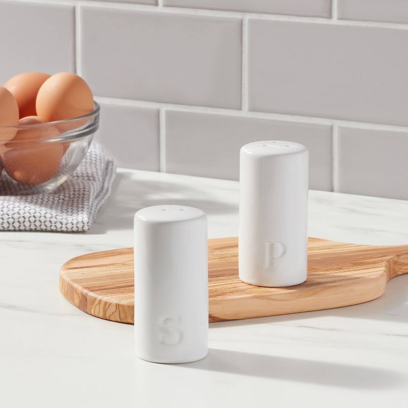 slide 2 of 3, 2pc Stoneware Salt and Pepper Shaker Set - Threshold™, 2 ct