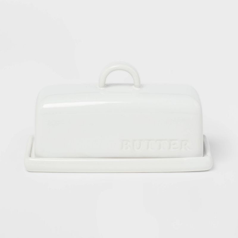 Stoneware Hand Lettered Butter Dish Threshold 1 ct Shipt